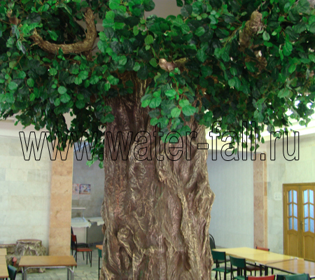 Оформление колонны 51 см х 51 см, h - 3,2м в виде искусственного дерева в столовой на заводе г. Москва - 2009г.